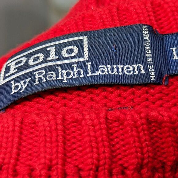 Polo Ralph Lauren Cable knit red cotton crew neck - Picture 5 of 8